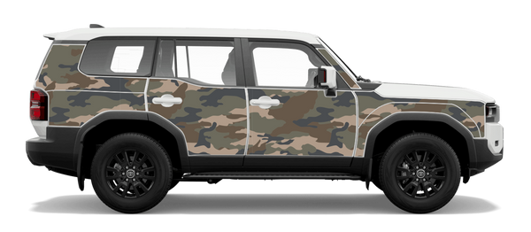 Toyota Prado 250 Series fitted with Pangolin armour panels in the Camo design